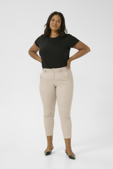 Kaffe Curve Leana Pantaloni Chino 7/8 Gri Pană - Blugi & Pantaloni pentru Femei Mărimi Mari – Plus Size - 