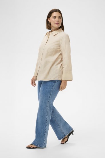 Kaffe Curve Josa Shirt Feather Grey Stripe - Cămăși - 