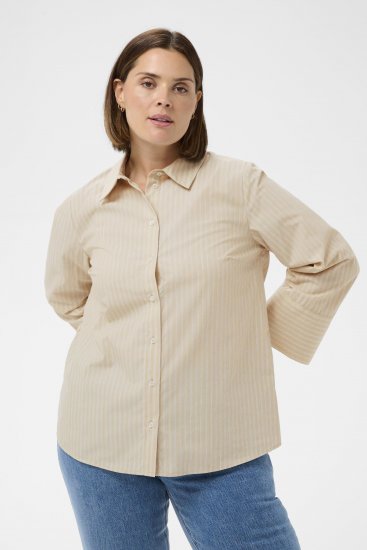 Kaffe Curve Josa Shirt Feather Grey Stripe - Cămăși - 
