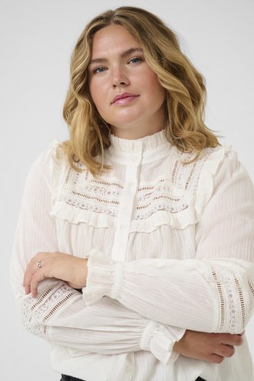 Kaffe Curve Jessa Shirt Long Sleeve White - Cămăși - 