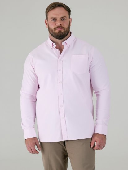 D555 Richard Cămașă Oxford Cu Mânecă Lungă TALL Roz - TALL cămăși - 