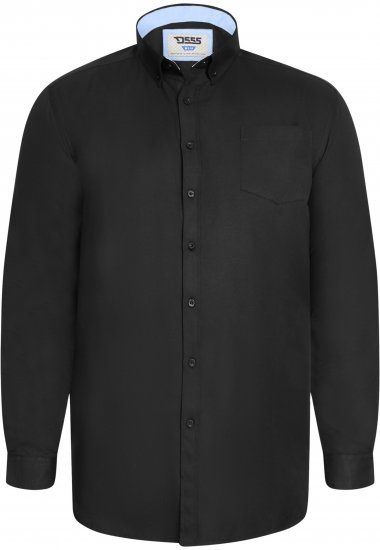 D555 Richard Cămașă Oxford Cu Mânecă Lungă TALL Neagră - TALL cămăși - 