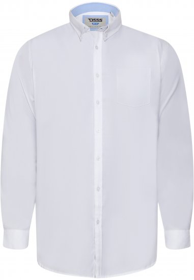 D555 Richard Cămașă Oxford Cu Mânecă Lungă TALL Albă - TALL cămăși - 