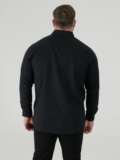 D555 Richard Cămașă Oxford Cu Mânecă Lungă TALL Neagră - TALL cămăși - 