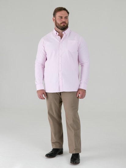 D555 Richard Cămașă Oxford Cu Mânecă Lungă TALL Roz - TALL cămăși - 