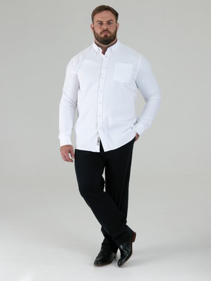 D555 Richard Cămașă Oxford Cu Mânecă Lungă TALL Albă - TALL cămăși - 
