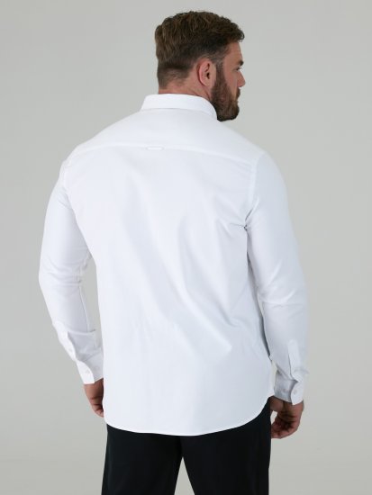 D555 Richard Cămașă Oxford Cu Mânecă Lungă TALL Albă - TALL cămăși - 