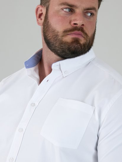 D555 Richard Cămașă Oxford Cu Mânecă Lungă TALL Albă - TALL cămăși - 