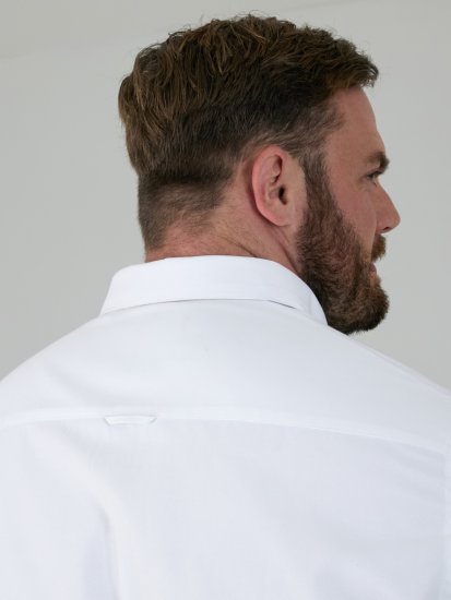 D555 Richard Cămașă Oxford Cu Mânecă Lungă TALL Albă - TALL cămăși - 