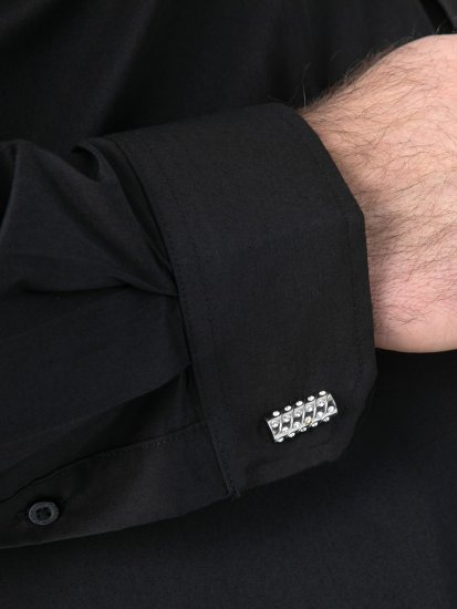 D555 Oliver Cămașă Elastică Cu Mânecă Lungă Rezistentă La Pete Fără Călcare Neagră - Cămăși - Cămăși Bărbați Mărimi Mari