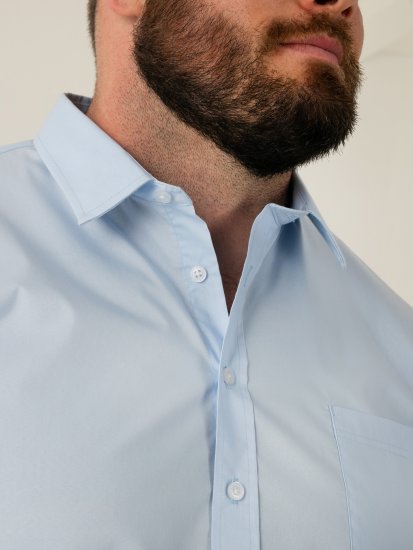 D555 Oliver Cămașă Elastică Cu Mânecă Lungă Rezistentă La Pete Fără Călcare Albastru Deschis - Cămăși - Cămăși Bărbați Mărimi Mari