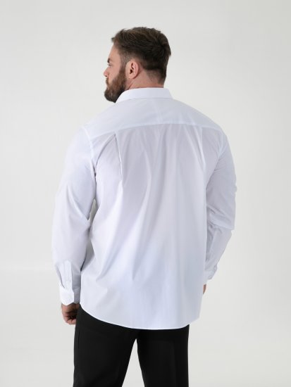 D555 Oliver Cămașă Elastică Cu Mânecă Lungă Rezistentă La Pete Fără Călcare Albă - Cămăși - Cămăși Bărbați Mărimi Mari