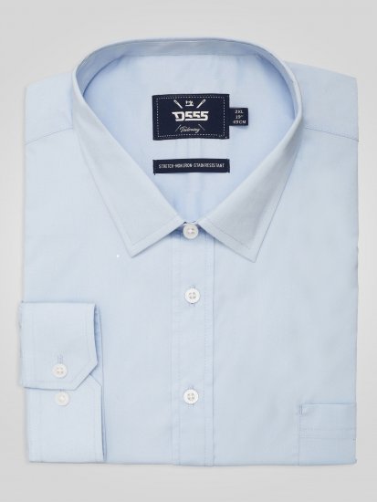 D555 Oliver Cămașă Elastică Cu Mânecă Lungă Rezistentă La Pete Fără Călcare Albastru Deschis - Cămăși - Cămăși Bărbați Mărimi Mari