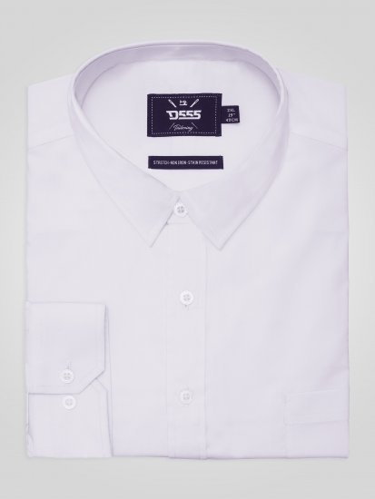 D555 Oliver Cămașă Elastică Cu Mânecă Lungă Rezistentă La Pete Fără Călcare Albă - Cămăși - Cămăși Bărbați Mărimi Mari