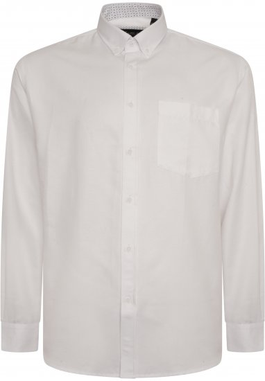 Kam Jeans P020 Premium Long sleeve Oxford Shirt White - Cămăși - Cămăși Bărbați Mărimi Mari