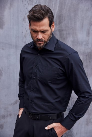 JP1880 Comfort Fit with Chest Pocket Shirt TALL Black - TALL cămăși - 