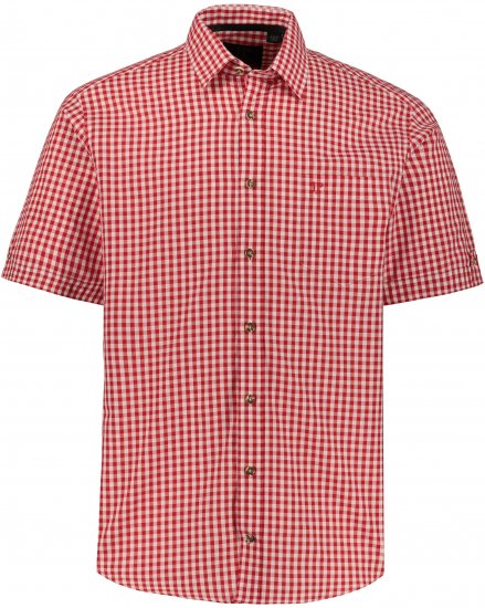 JP1880 Shirt Traditional Checked Short Sleeve Red - Cămăși - Cămăși Bărbați Mărimi Mari