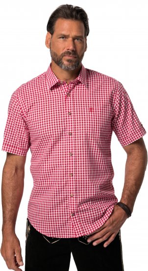 JP1880 Shirt Traditional Checked Short Sleeve Red - Cămăși - Cămăși Bărbați Mărimi Mari