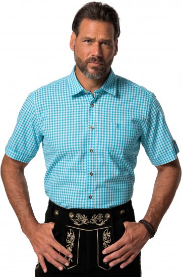 JP1880 Shirt Traditional Short Sleeve Turquoise - Cămăși - Cămăși Bărbați Mărimi Mari