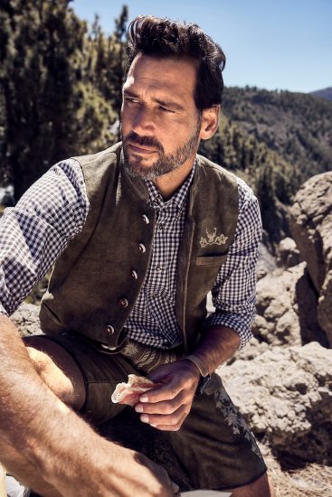 JP1880 Long Sleeve Check Print Traditional Shirt Brown - Cămăși - Cămăși Bărbați Mărimi Mari