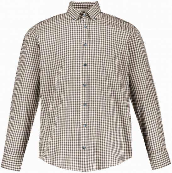 JP1880 Long Sleeve Check Print Traditional Shirt Brown - Cămăși - Cămăși Bărbați Mărimi Mari