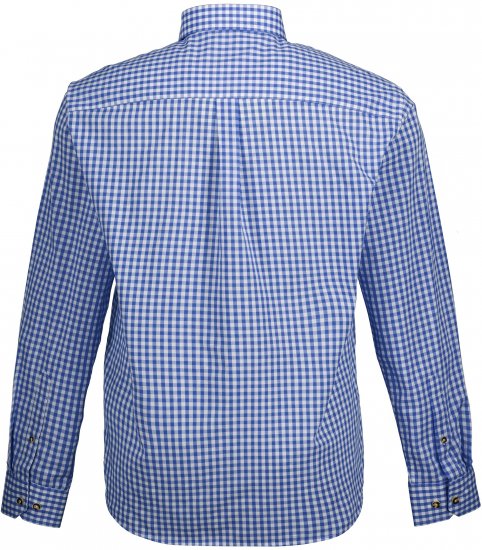 JP1880 Shirt Traditional Checked Long Sleeve Blue - Cămăși - Cămăși Bărbați Mărimi Mari