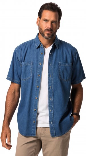 JP1880 Shirt Denim Short Sleeve Blue TALL - ÎMBRĂCĂMINTE BĂRBAȚI MT-6XLT - Tall dimensiuni bărbați