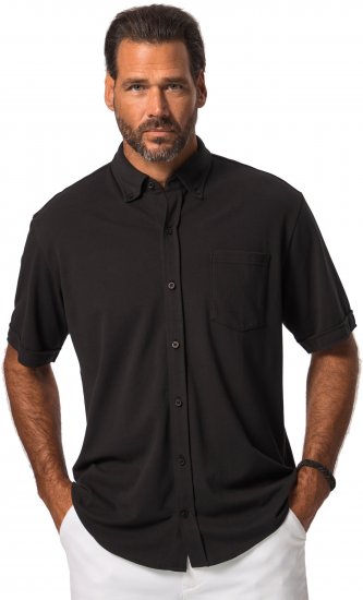 JP1880 Shirt Pique Flexnamic Short Sleeve Black TALL - ÎMBRĂCĂMINTE BĂRBAȚI MT-6XLT - Tall dimensiuni bărbați
