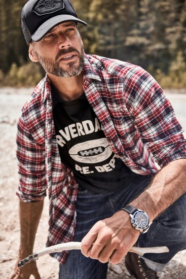 JP1880 Shirt Flannel Checked Long Sleeve Red TALL - ÎMBRĂCĂMINTE BĂRBAȚI MT-6XLT - Tall dimensiuni bărbați