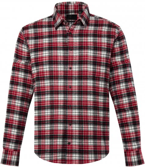 JP1880 Shirt Flannel Checked Long Sleeve Red TALL - ÎMBRĂCĂMINTE BĂRBAȚI MT-6XLT - Tall dimensiuni bărbați