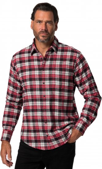 JP1880 Shirt Flannel Checked Long Sleeve Red TALL - ÎMBRĂCĂMINTE BĂRBAȚI MT-6XLT - Tall dimensiuni bărbați