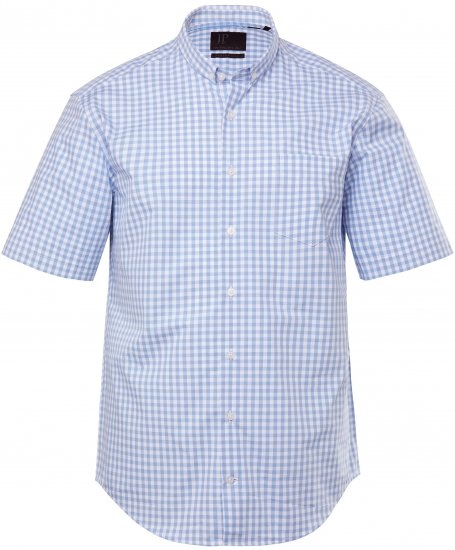 JP1880 Shirt Traditional Short Sleeve Checked Light Blue - Cămăși - Cămăși Bărbați Mărimi Mari