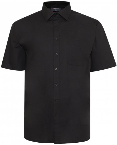 Espionage SH147 Plain Collar Short Sleeve Shirt Black - Cămăși - Cămăși Bărbați Mărimi Mari