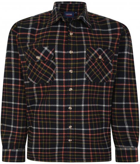 Espionage SH401 Checked Cotton Overshirt Black/Red - Pulovere & hanorace - Pulovere & Hanorace Bărbați Mărimi Mari