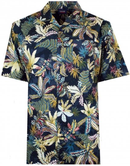 Espionage SH410 Short Sleeve Jungle Print Shirt Navy - Cămăși cu mânecă scurtă - Cămăși Bărbați maneca scurta mărimi mari