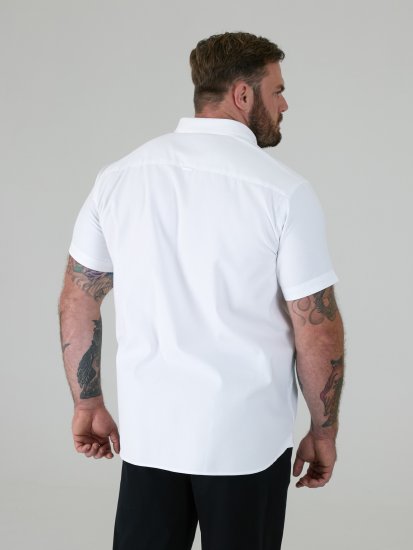 D555 James Cămașă Oxford Cu Mânecă Scurtă TALL Albă - TALL cămăși - 