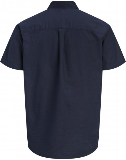 Jack & Jones Henry Slub Short Sleeve Navy - Cămăși - Cămăși Bărbați Mărimi Mari