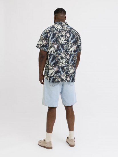 Jack & Jones Honolulu Short Sleeve Resort Shirt Black - Cămăși - Cămăși Bărbați Mărimi Mari