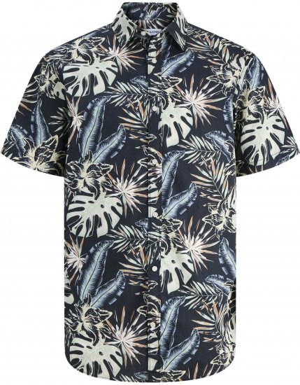 Jack & Jones Honolulu Short Sleeve Resort Shirt Black - Cămăși - Cămăși Bărbați Mărimi Mari