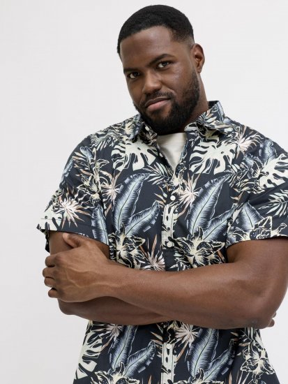 Jack & Jones Honolulu Short Sleeve Resort Shirt Black - Cămăși - Cămăși Bărbați Mărimi Mari