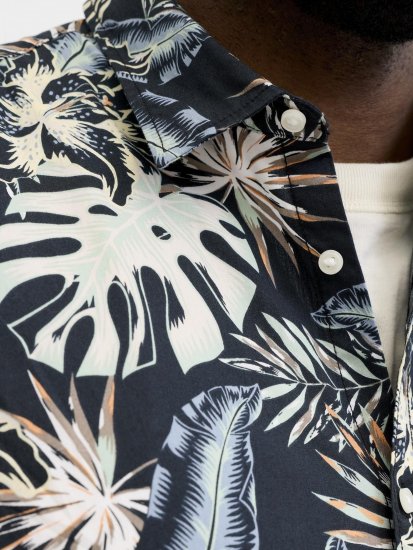 Jack & Jones Honolulu Short Sleeve Resort Shirt Black - Cămăși - Cămăși Bărbați Mărimi Mari