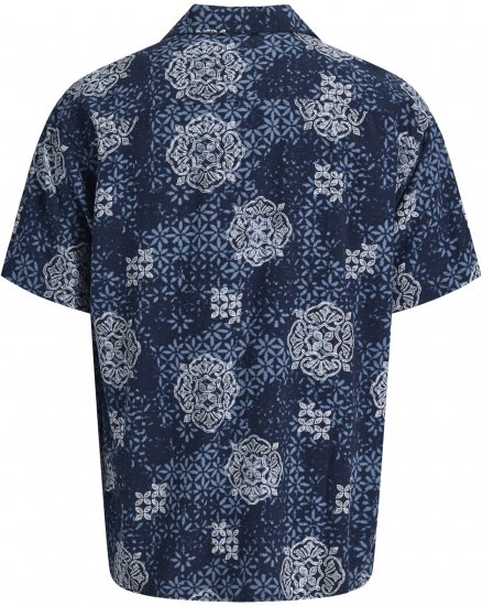 Jack & Jones Alfredo Shirt Short Sleeve Blue - Cămăși cu mânecă scurtă - Cămăși Bărbați maneca scurta mărimi mari