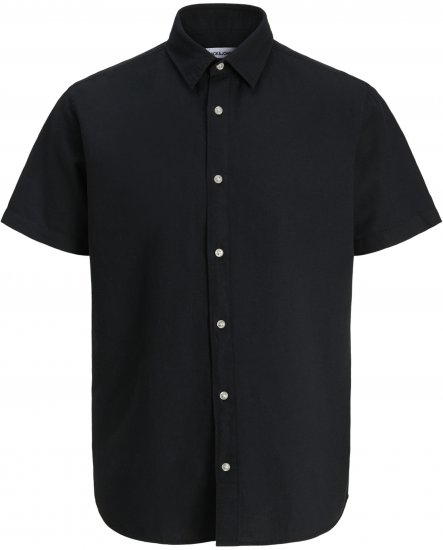Jack & Jones Breeze Linen Short Sleeve Shirt Black - Cămăși - Cămăși Bărbați Mărimi Mari
