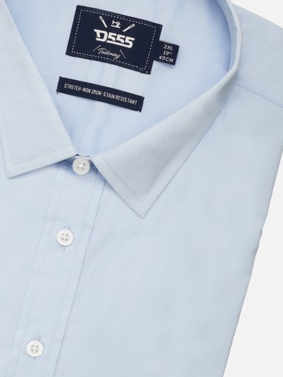 D555 Lucas Cămașă Elastică Cu Mânecă Scurtă Rezistentă La Pete Fără Călcare Albastru Deschis - Cămăși - Cămăși Bărbați Mărimi Mari