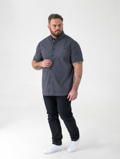 D555 Melrose Navy Icon AOP Button Down Collar Short Sleeve Navy - Cămăși cu mânecă scurtă - Cămăși Bărbați maneca scurta mărimi mari