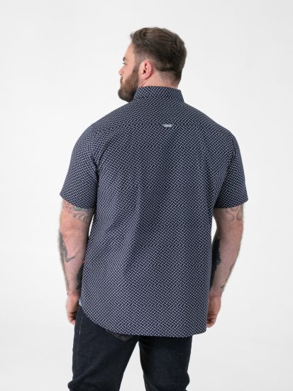 D555 Melrose Navy Icon AOP Button Down Collar Short Sleeve Navy - Cămăși cu mânecă scurtă - Cămăși Bărbați maneca scurta mărimi mari