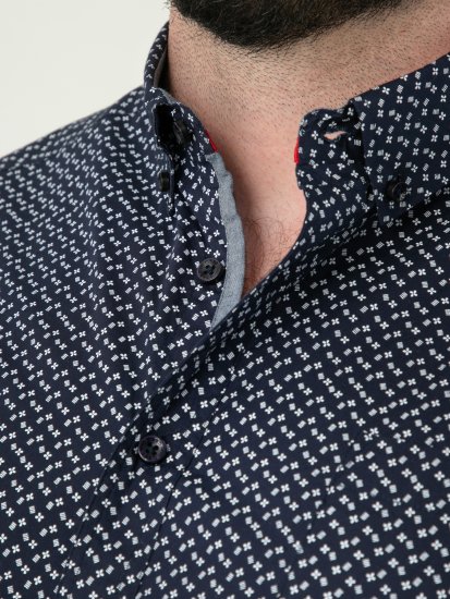 D555 Melrose Navy Icon AOP Button Down Collar Short Sleeve Navy - Cămăși cu mânecă scurtă - Cămăși Bărbați maneca scurta mărimi mari