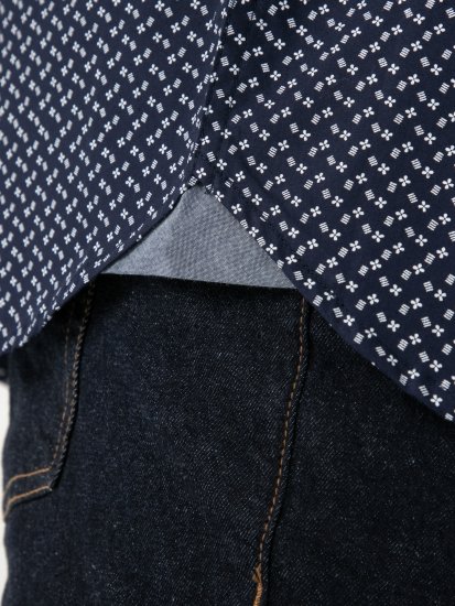 D555 Melrose Navy Icon AOP Button Down Collar Short Sleeve Navy - Cămăși cu mânecă scurtă - Cămăși Bărbați maneca scurta mărimi mari