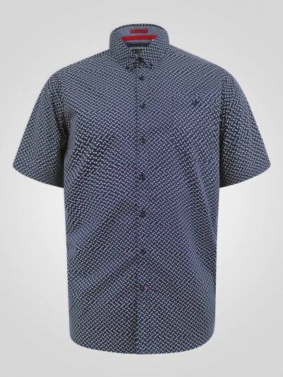 D555 Melrose Navy Icon AOP Button Down Collar Short Sleeve Navy - Cămăși cu mânecă scurtă - Cămăși Bărbați maneca scurta mărimi mari