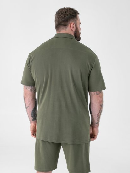 D555 Connor Stretch Cuban Collar Reosrt Short Sleeve Shirt Khaki - Cămăși - Cămăși Bărbați Mărimi Mari